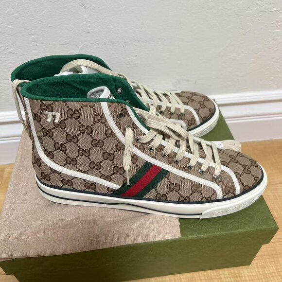 Gucci Tennis 1977 Canvas High Top Beige GG Print - Picture 7 of 8